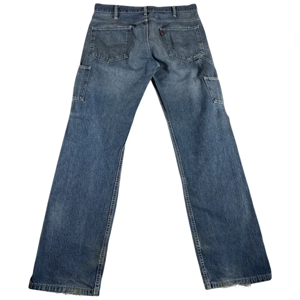 Levi's Utility Jeans Mens 37x35 Blue Denim Medium Wash Straight Leg Distressed‎